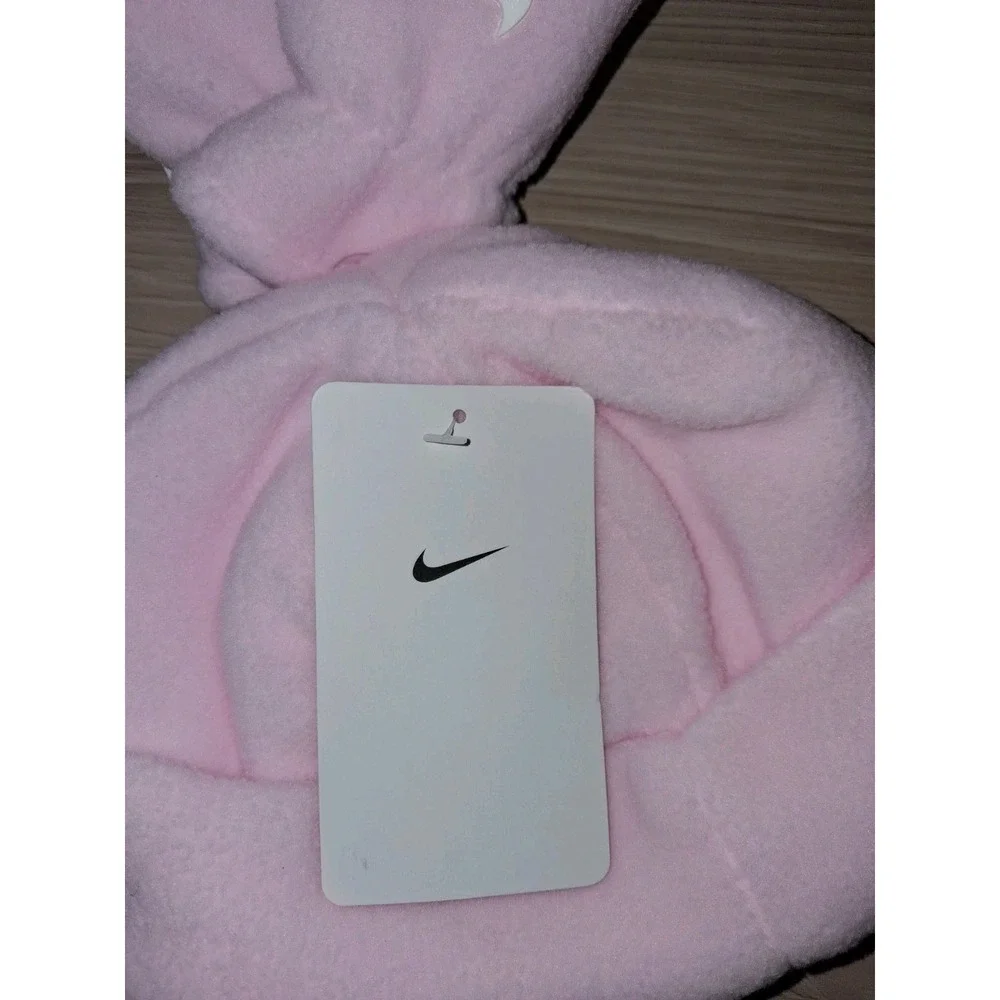NWT Nike Swoosh 2pc Baby Fleece Hat and Mittens Set Pink Size 12-24M